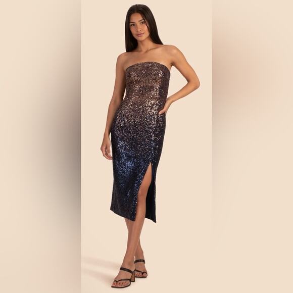 NWT New Trina Turk Stella Ombre Sequin Strapless Dress Size 0 - Picture 1 of 11